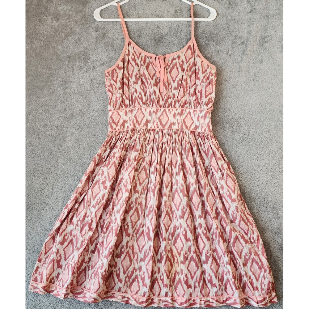 Stetson Dress Womens Small Pink Ikat Diamond Print Western Cowgirl Sundress